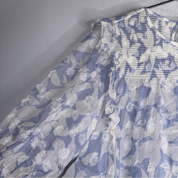 Joie Small Jamila Blouse In Eventide‎ Blue White Floral Silk Blend Blouse CP - Picture 6 of 7
